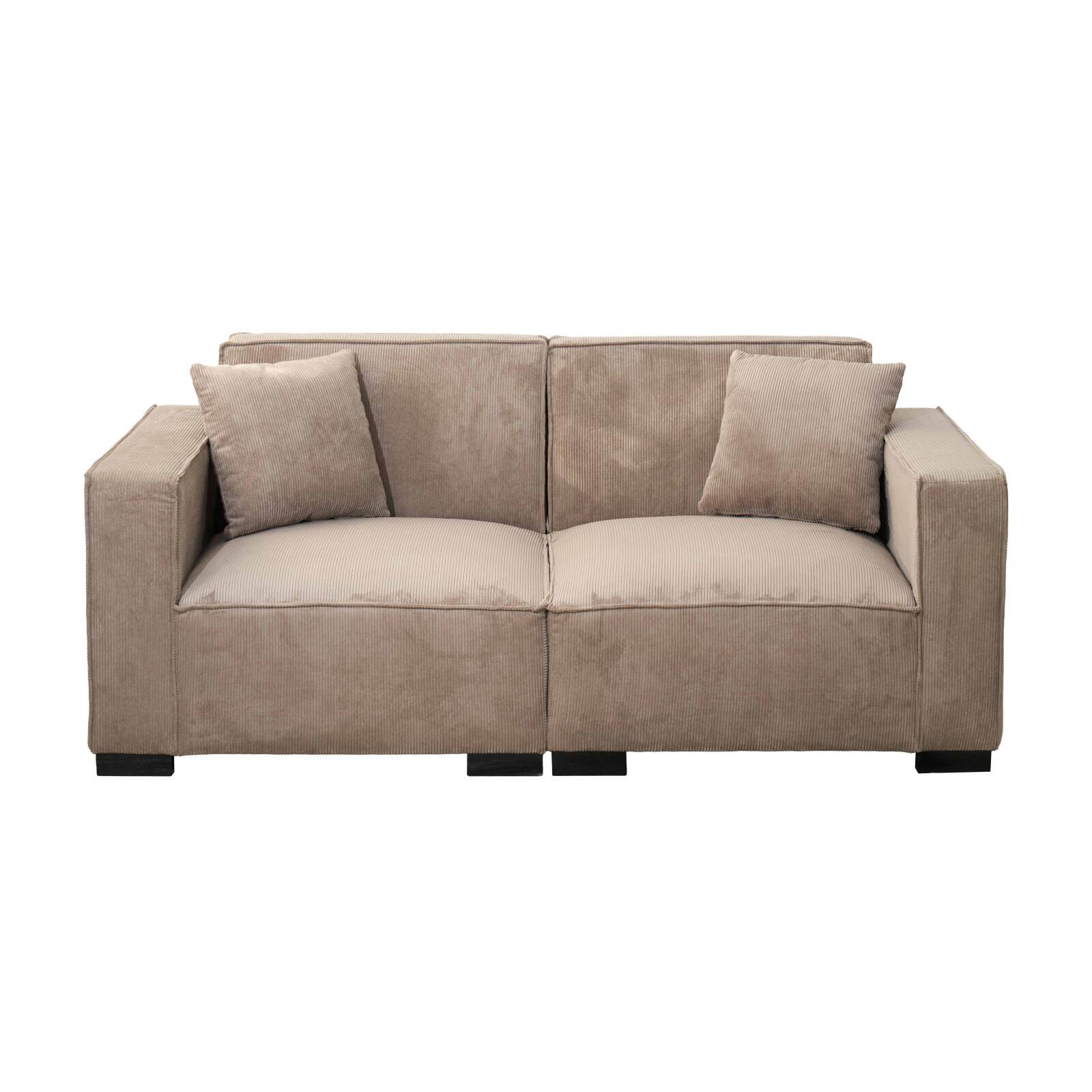 Sofá de 2 plazas de pana con cojines