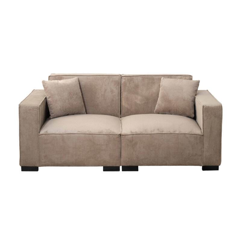 Sofá de 2 plazas de pana con cojines (3/6)