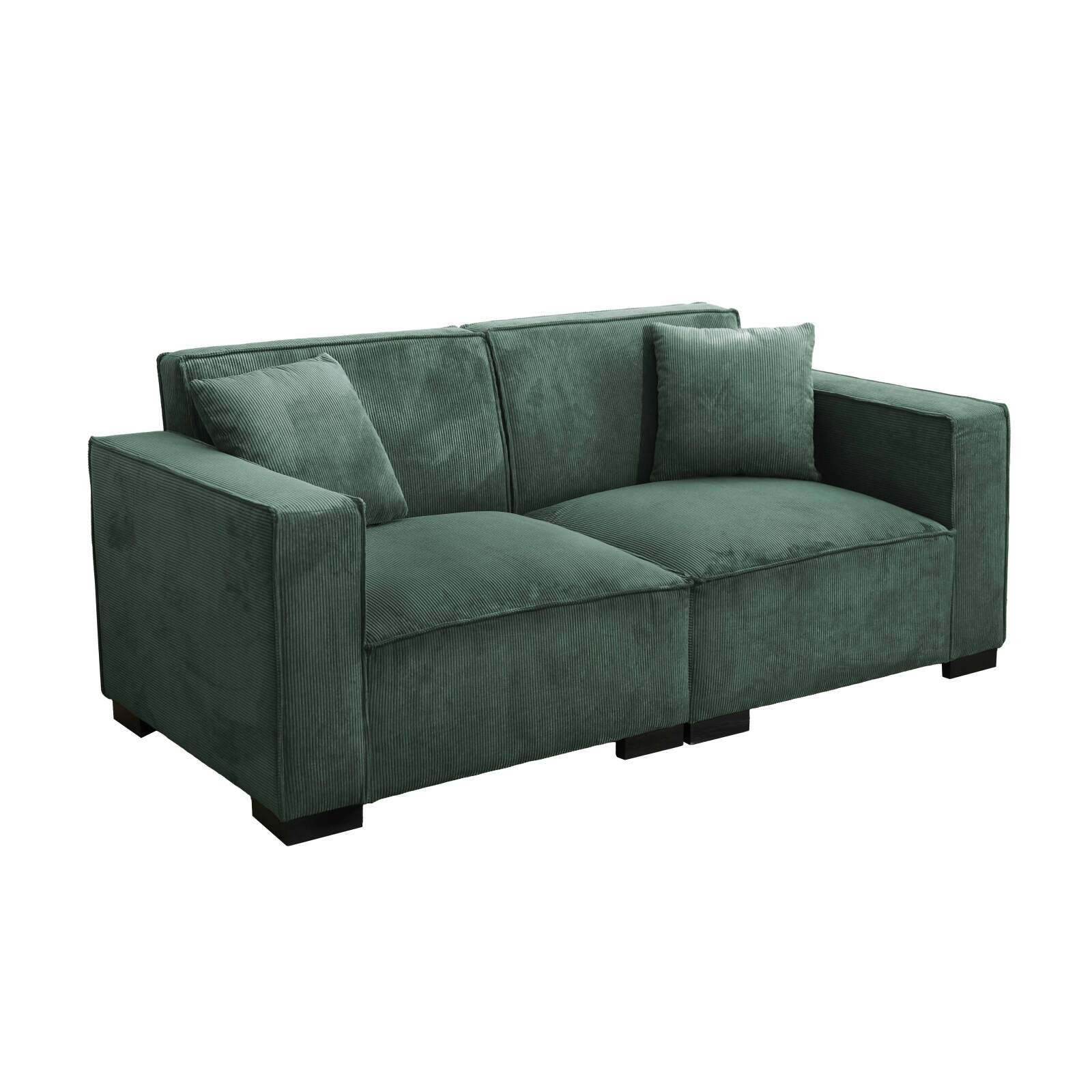 Sofá de 2 plazas de pana con cojines