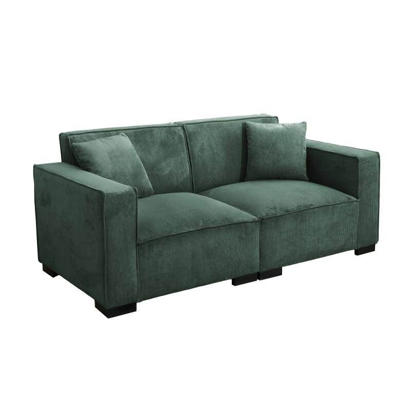 Sofá de 2 plazas de pana con cojines