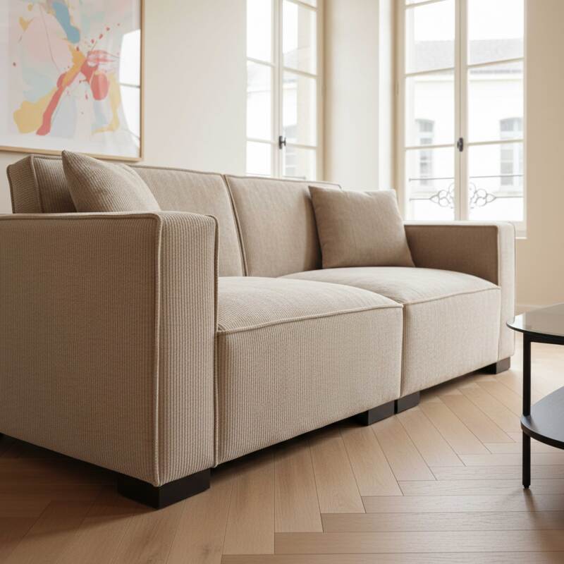 Sofá de 2 plazas de pana con cojines (2/6)