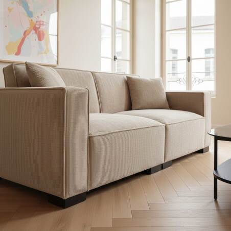 Sofá de 2 plazas de pana con cojines (2/6)