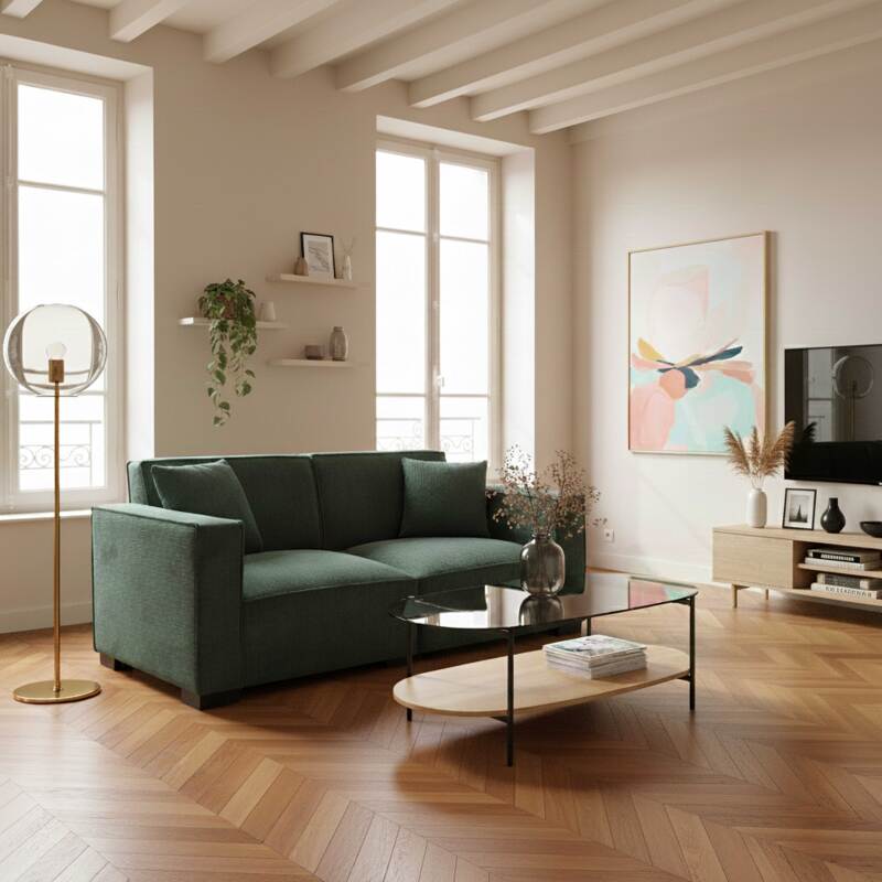 Sofá de 2 plazas de pana con cojines (7/9)