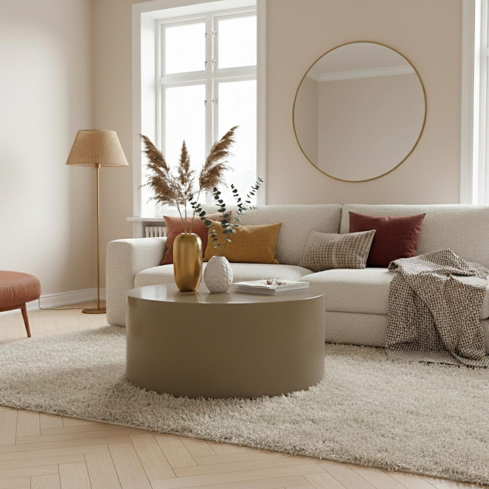 Mesa de centro efecto lacado redonda Ø80 cm estilo retro