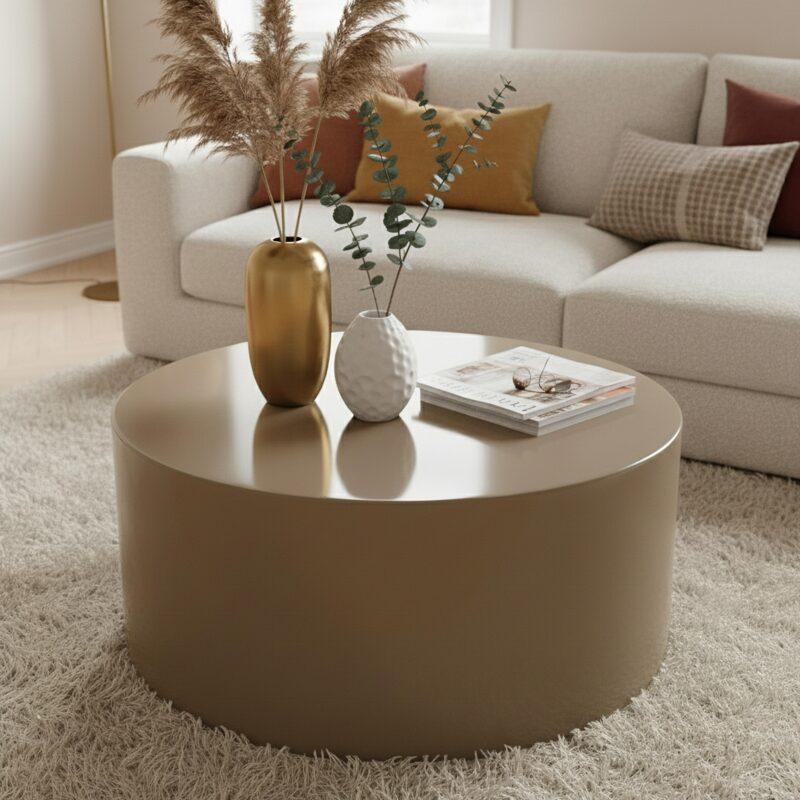 Mesa de centro efecto lacado redonda Ø80 cm estilo retro (2/4)