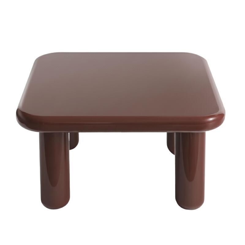 Mesa de centro efecto lacado cuadrada 75x75 cm estilo retro (3/4)