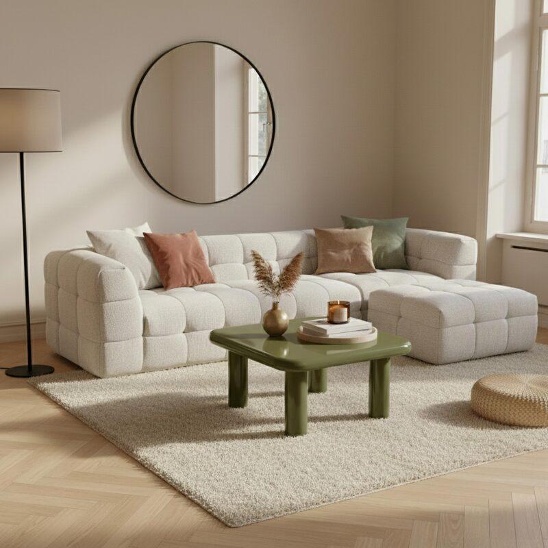 Mesa de centro efecto lacado cuadrada 75x75 cm estilo retro