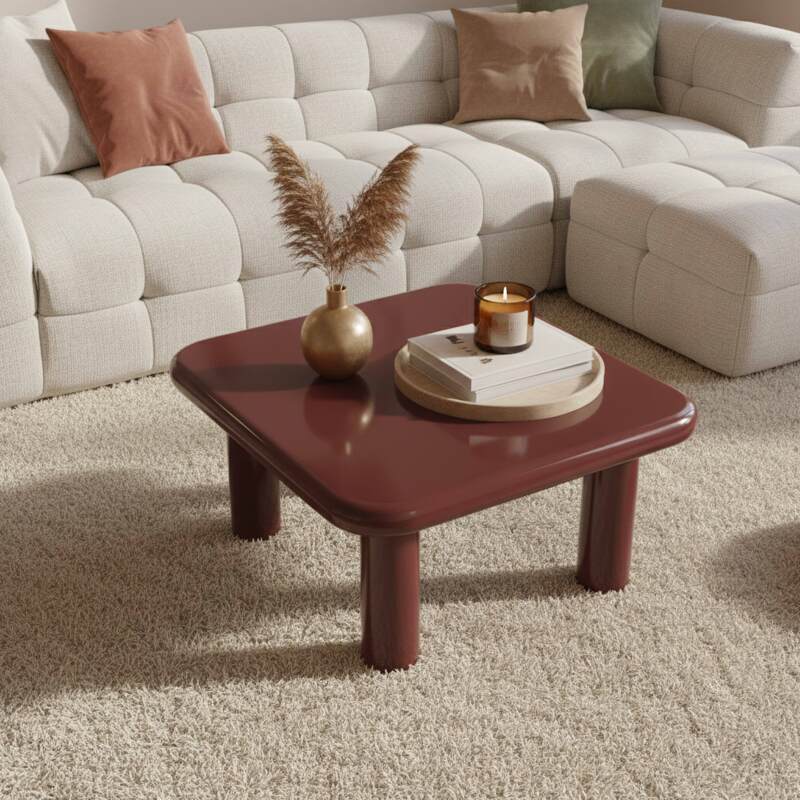 Mesa de centro efecto lacado cuadrada 75x75 cm estilo retro