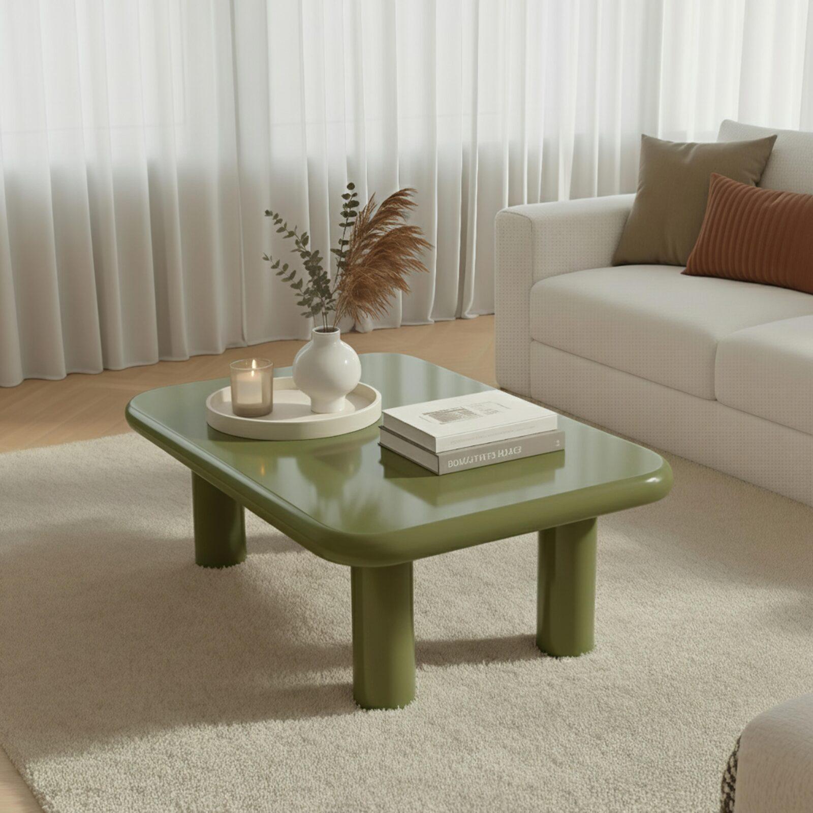 Mesa de centro efecto lacado rectangular 100x60 cm estilo retro