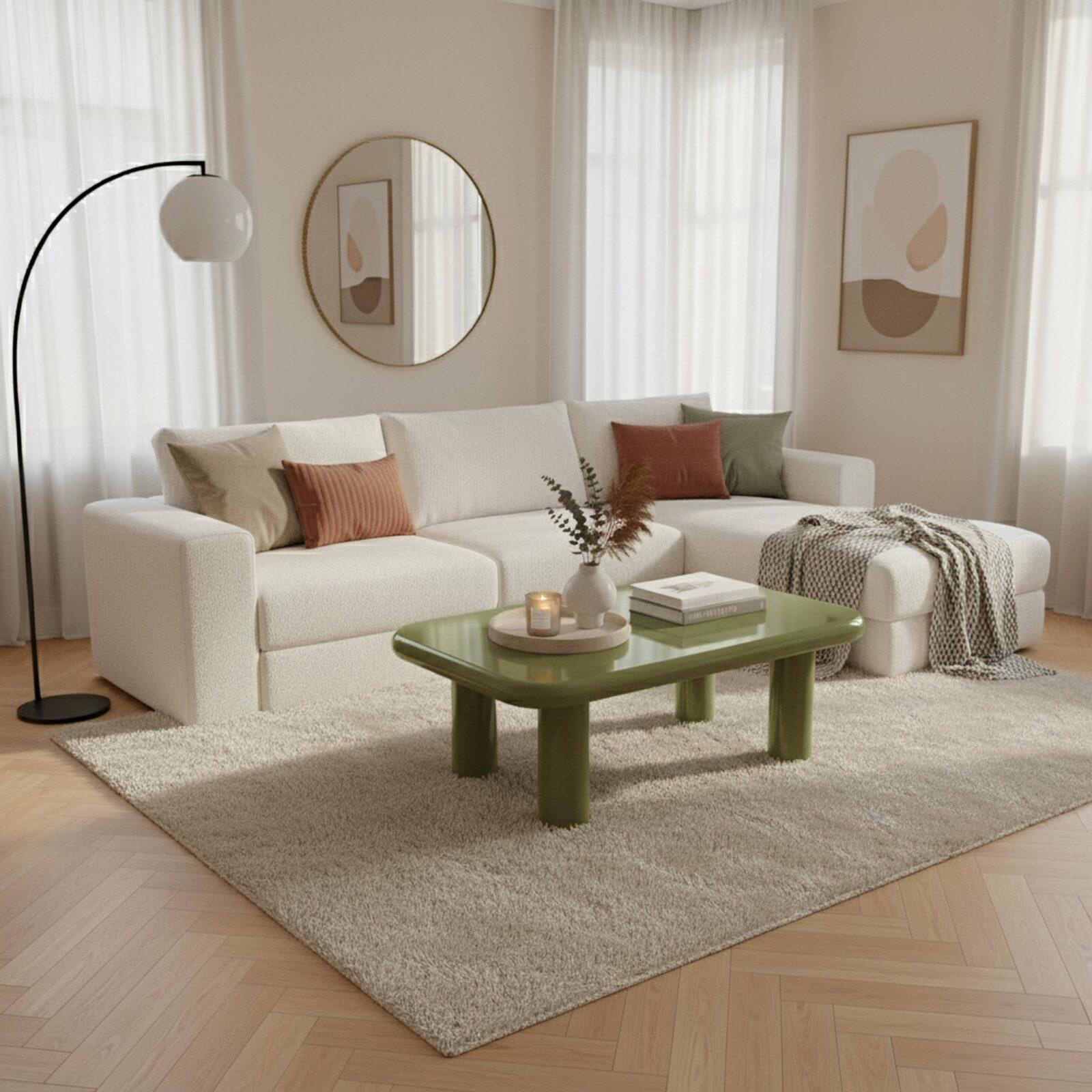 Mesa de centro efecto lacado rectangular 100x60 cm estilo retro