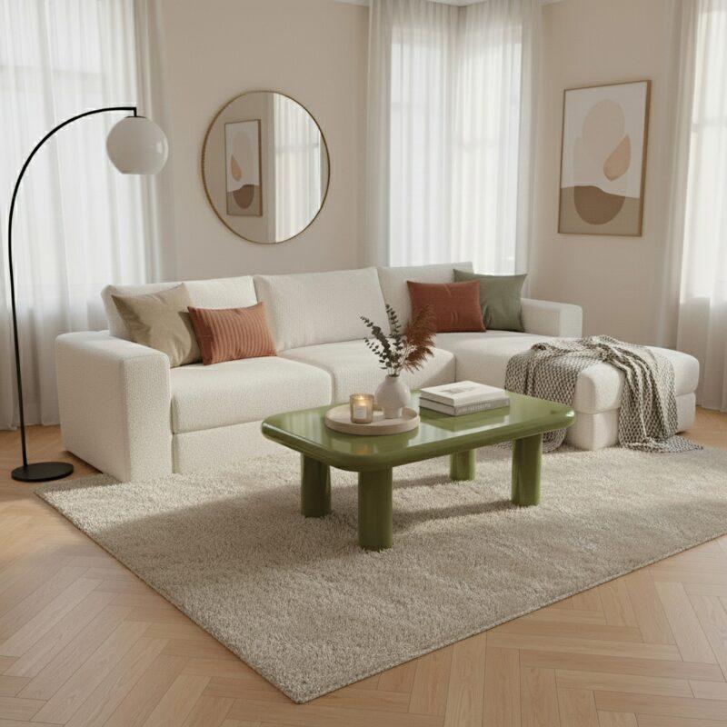 Mesa de centro efecto lacado rectangular 100x60 cm estilo retro