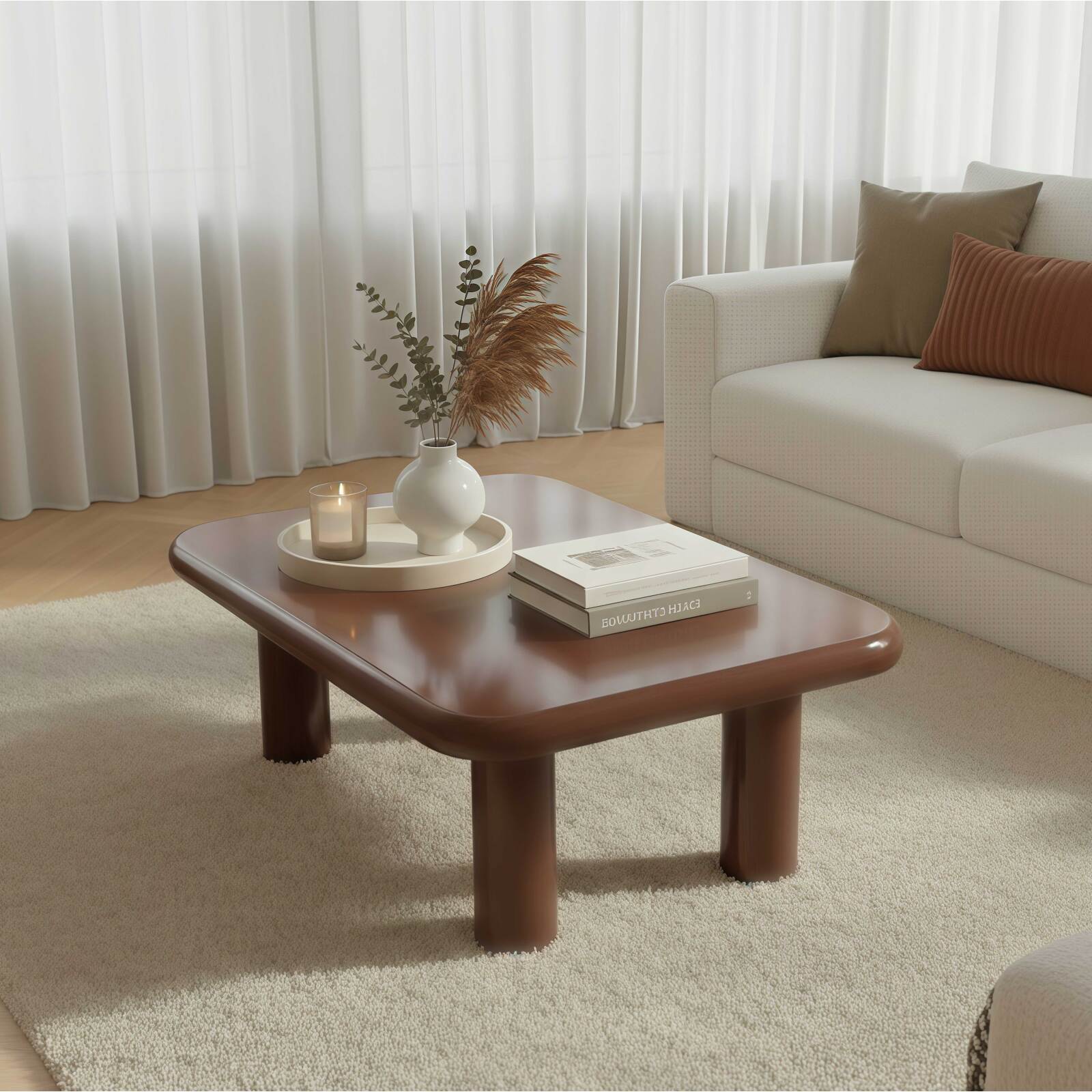 Mesa de centro efecto lacado rectangular 100x60 cm estilo retro