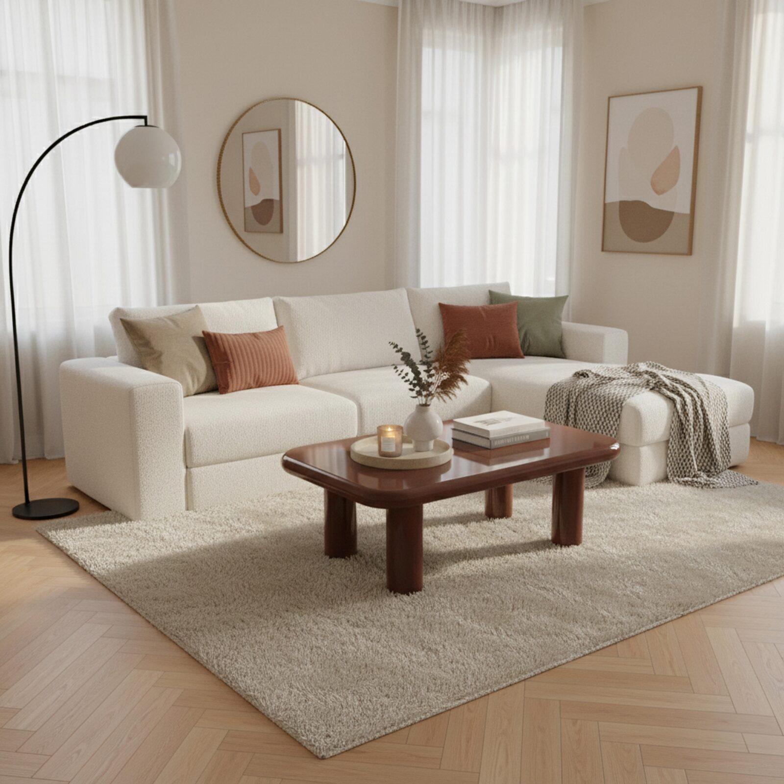 Mesa de centro efecto lacado rectangular 100x60 cm estilo retro