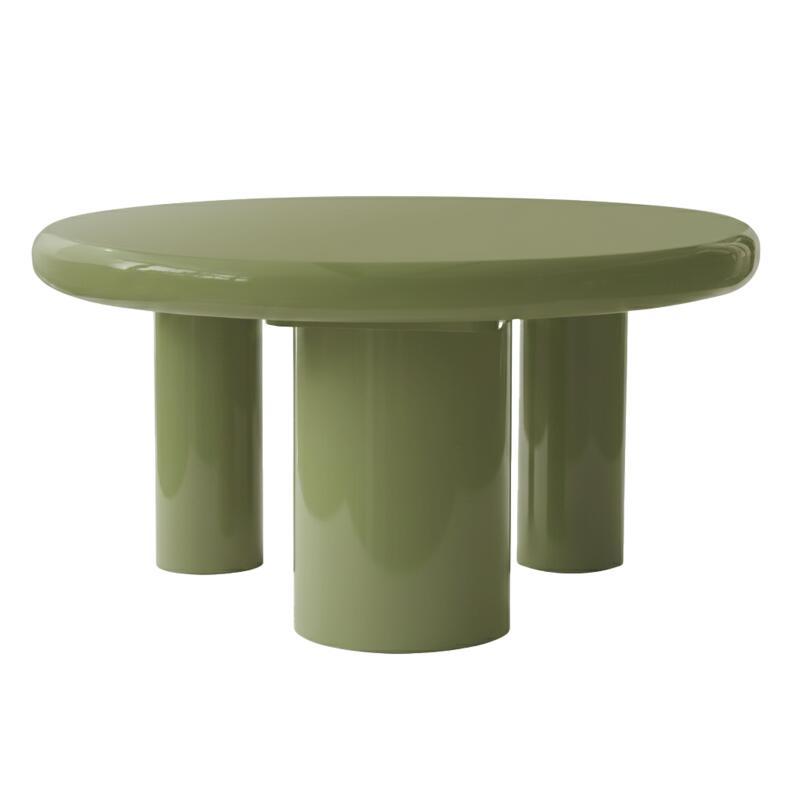 Mesa de centro efecto lacado redonda Ø70 cm estilo retro (3/4)