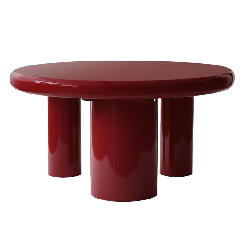 Mesa de centro efecto lacado redonda Ø70 cm estilo retro (3/4)