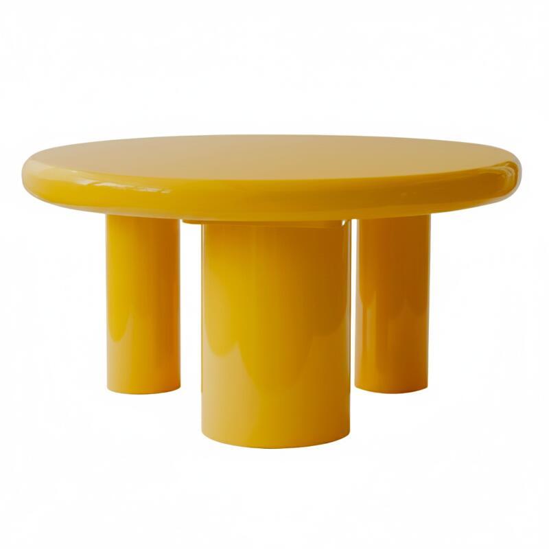 Mesa de centro efecto lacado redonda Ø70 cm estilo retro (3/4)