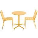Mesa de jardín bistro redonda inclinable de metal con pie emprotado Ø70 cm y 2 sillas