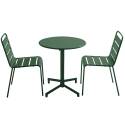 Mesa de jardín bistro redonda inclinable de metal con pie emprotado Ø70 cm y 2 sillas
