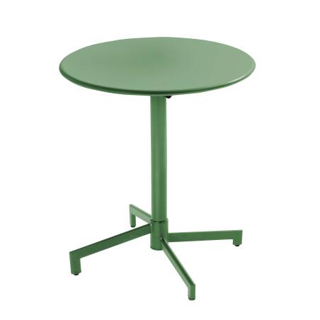 Mesa de jardín bistro redonda inclinable de metal con pie emprotado Ø70 cm y 2 sillas