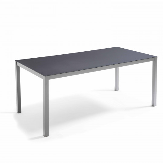 Mesa de jardín de aluminio con tablero de vidrio de seguridad