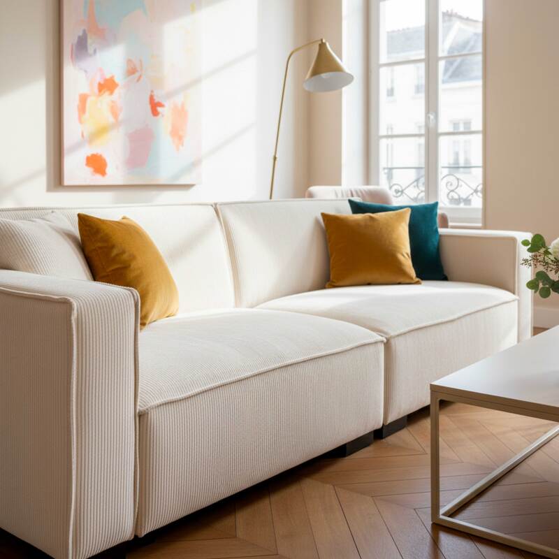 Sofá de 3 plazas de pana con cojines (5/6)