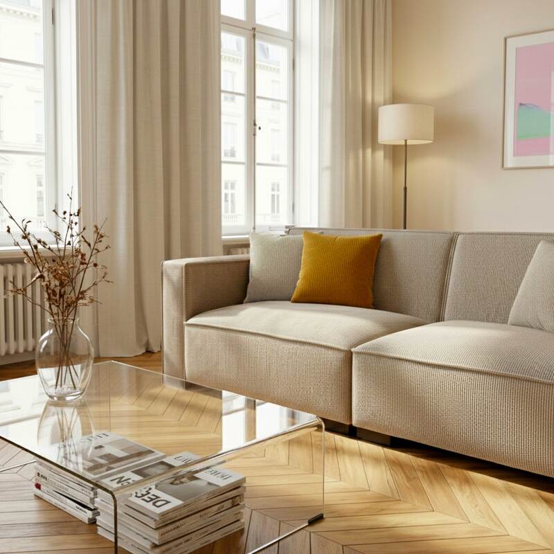 Sofá de 3 plazas de pana con cojines (2/8)