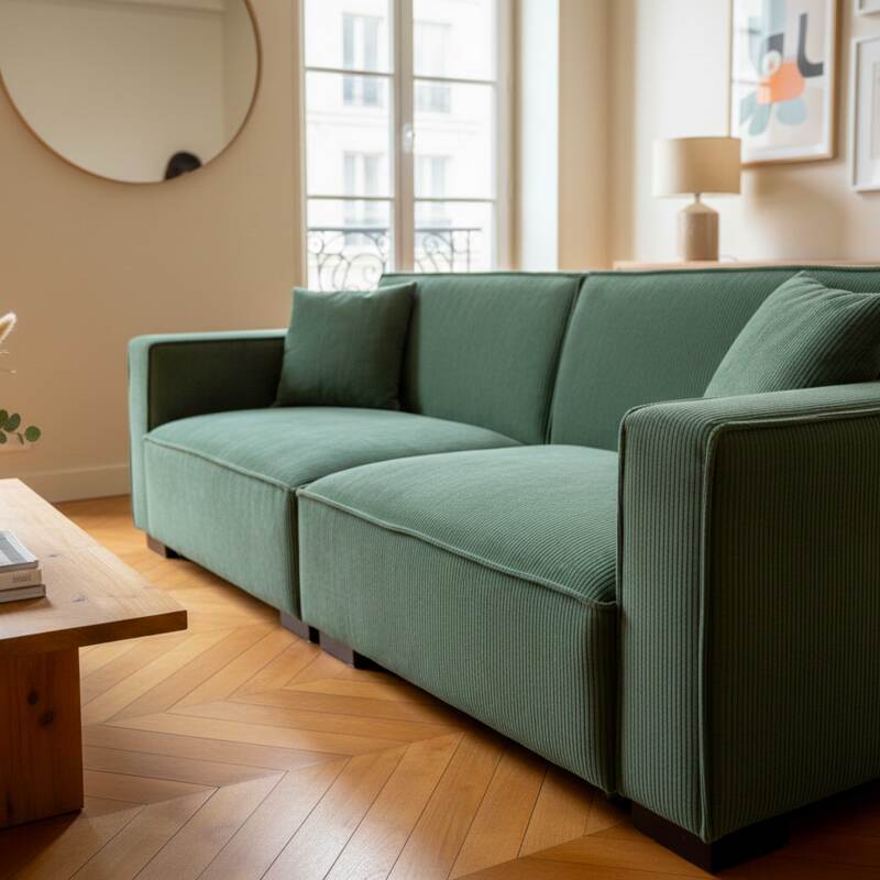 Sofá de 3 plazas de pana con cojines (3/7)