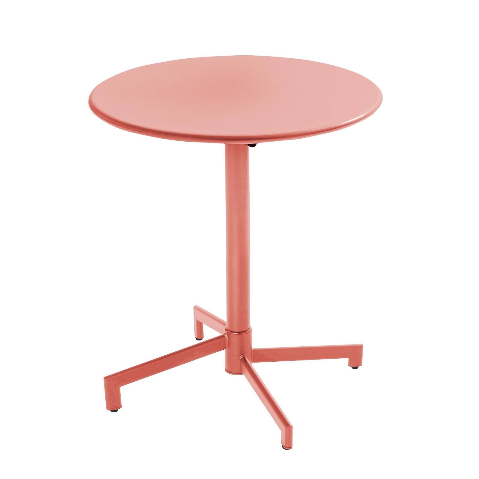 Mesa de jardín bistro redonda inclinable de metal con pie emprotado 70x70 cm y 2 sillas con reposabrazos