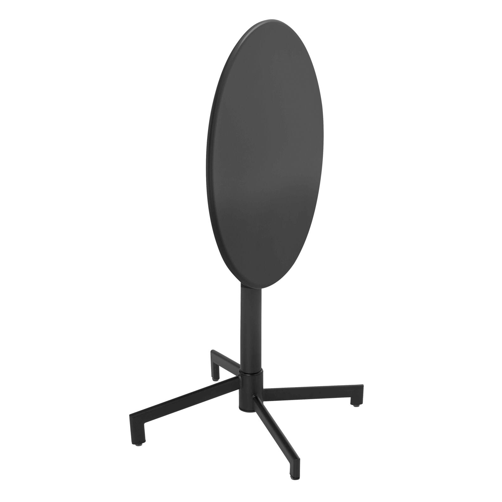 Mesa de jardín bistro redonda inclinable de metal con pie emprotado 70x70 cm y 2 sillas con reposabrazos