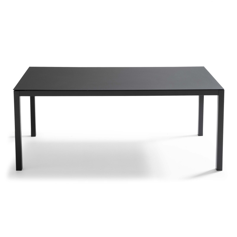 Mesa de jardín de aluminio con tablero de vidrio de seguridad