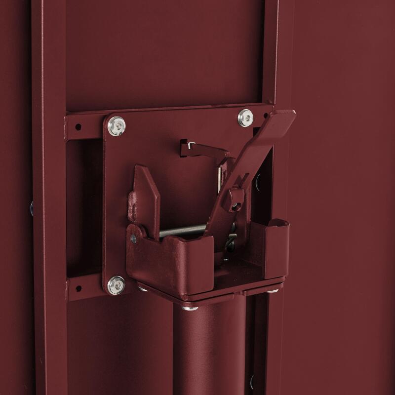 Mesa de jardín bistro redonda inclinable de metal con pie emprotado 70x70 cm y 2 sillas con reposabrazos (5/8)