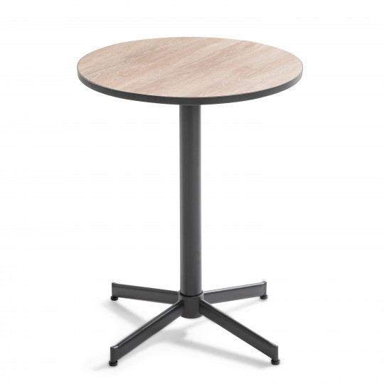 Mesa de jardín bistró redonda de cerámica con efecto madera ø60 cm