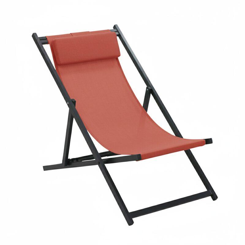 Lote de 2 sillones bajos plegables de aluminio reclinables en 4 posiciones (5/7)