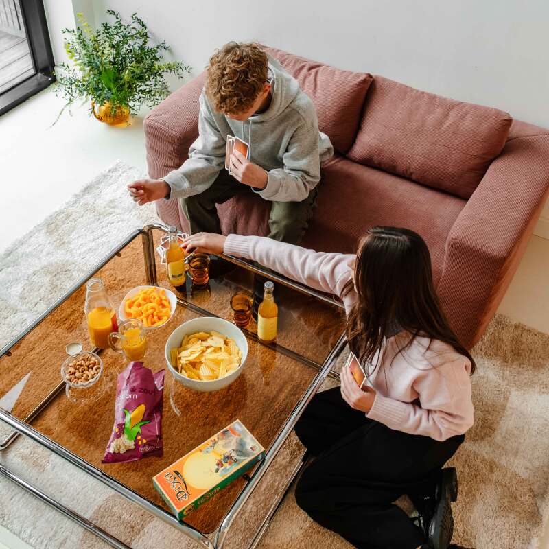 Sofá 2 plazas en tejido acanalado con cojínes (6/7)