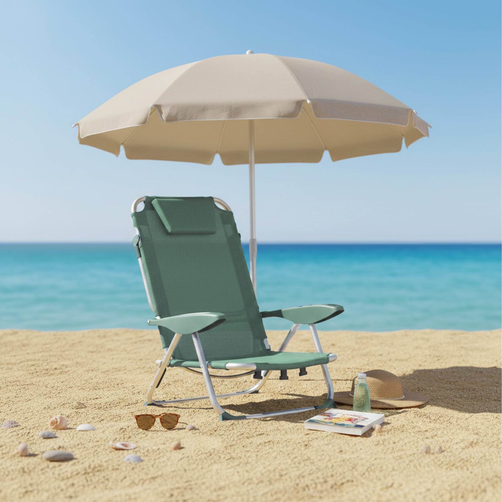 Silla de playa plegable reclinable 4 posiciones