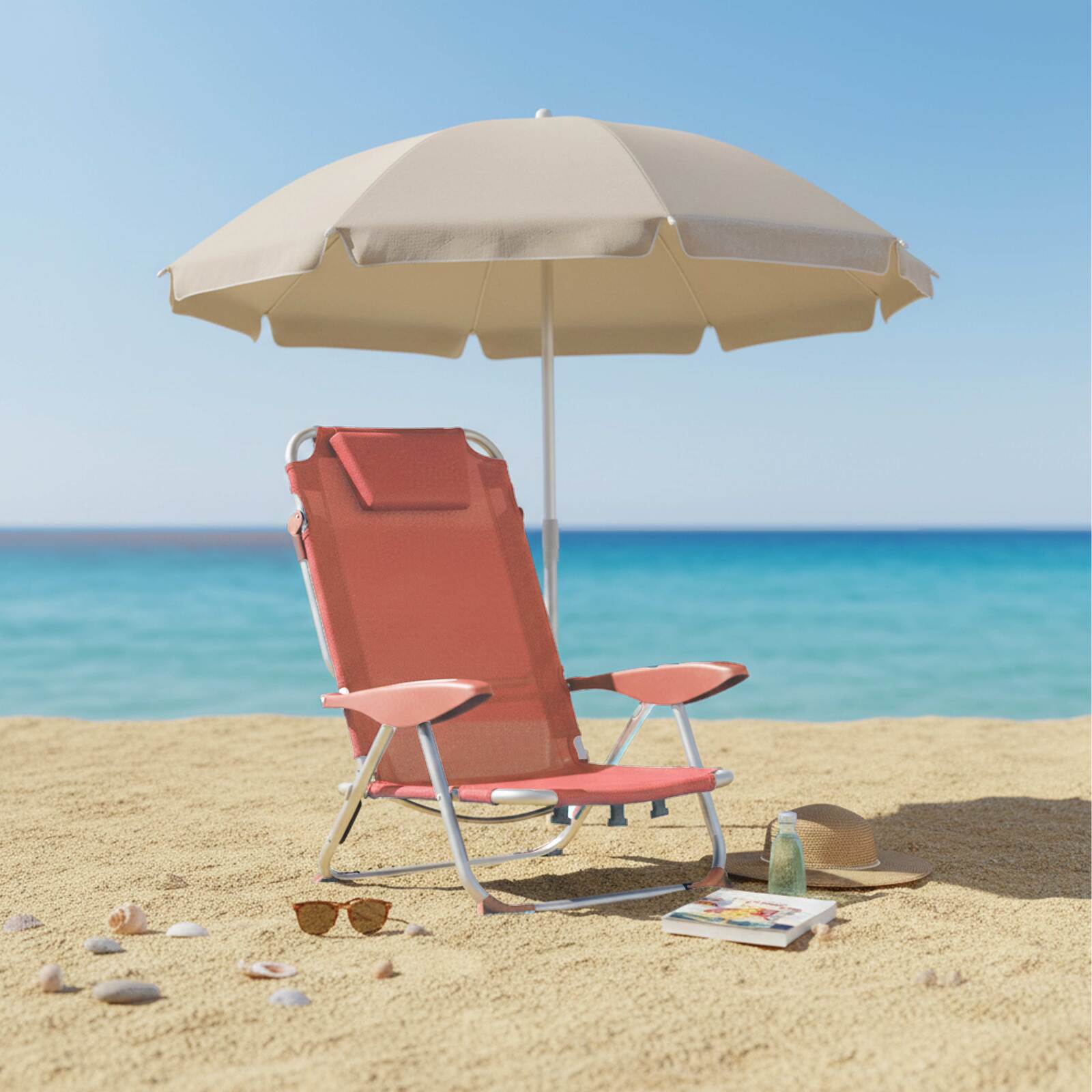 Silla de playa plegable reclinable 4 posiciones
