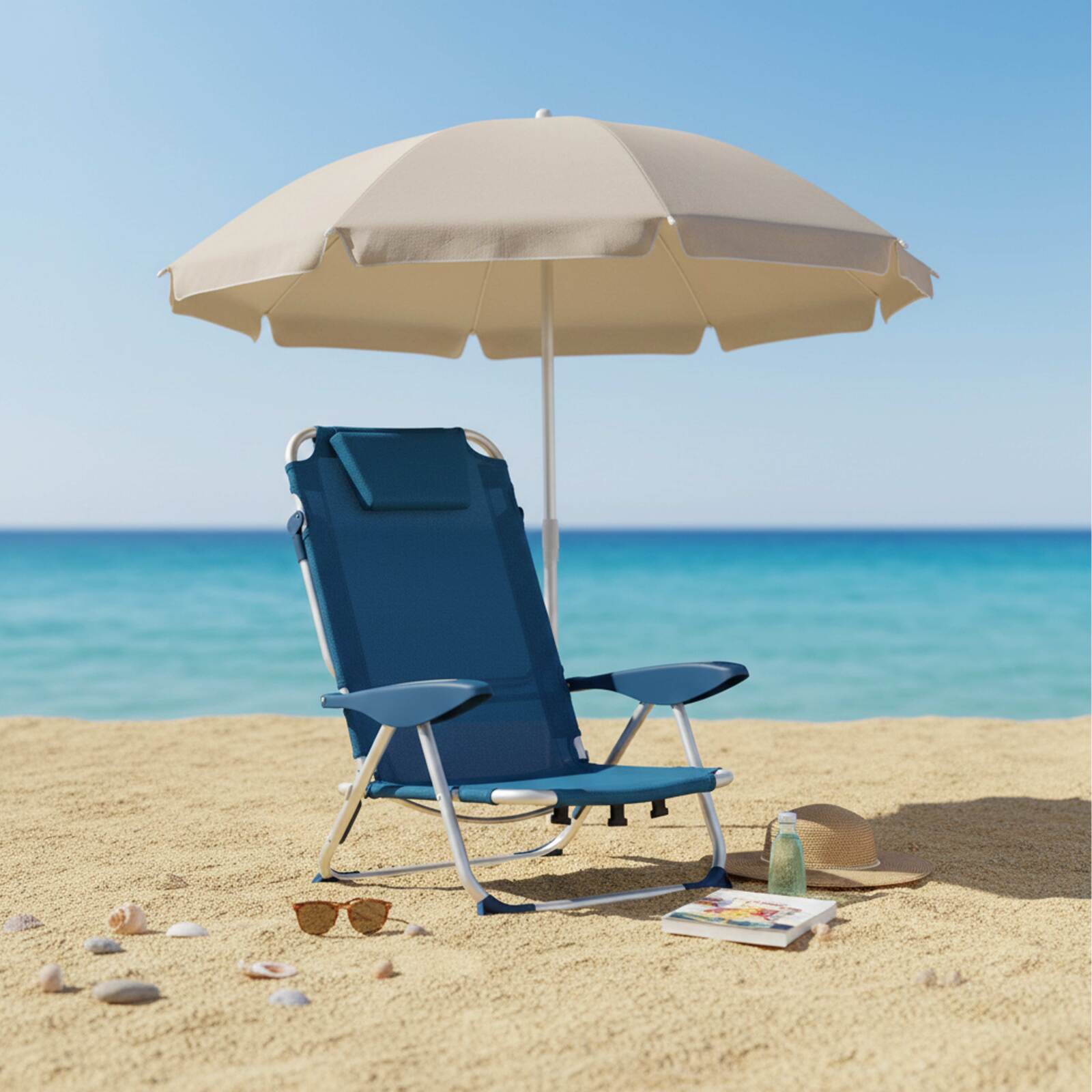 Silla de playa plegable reclinable 4 posiciones