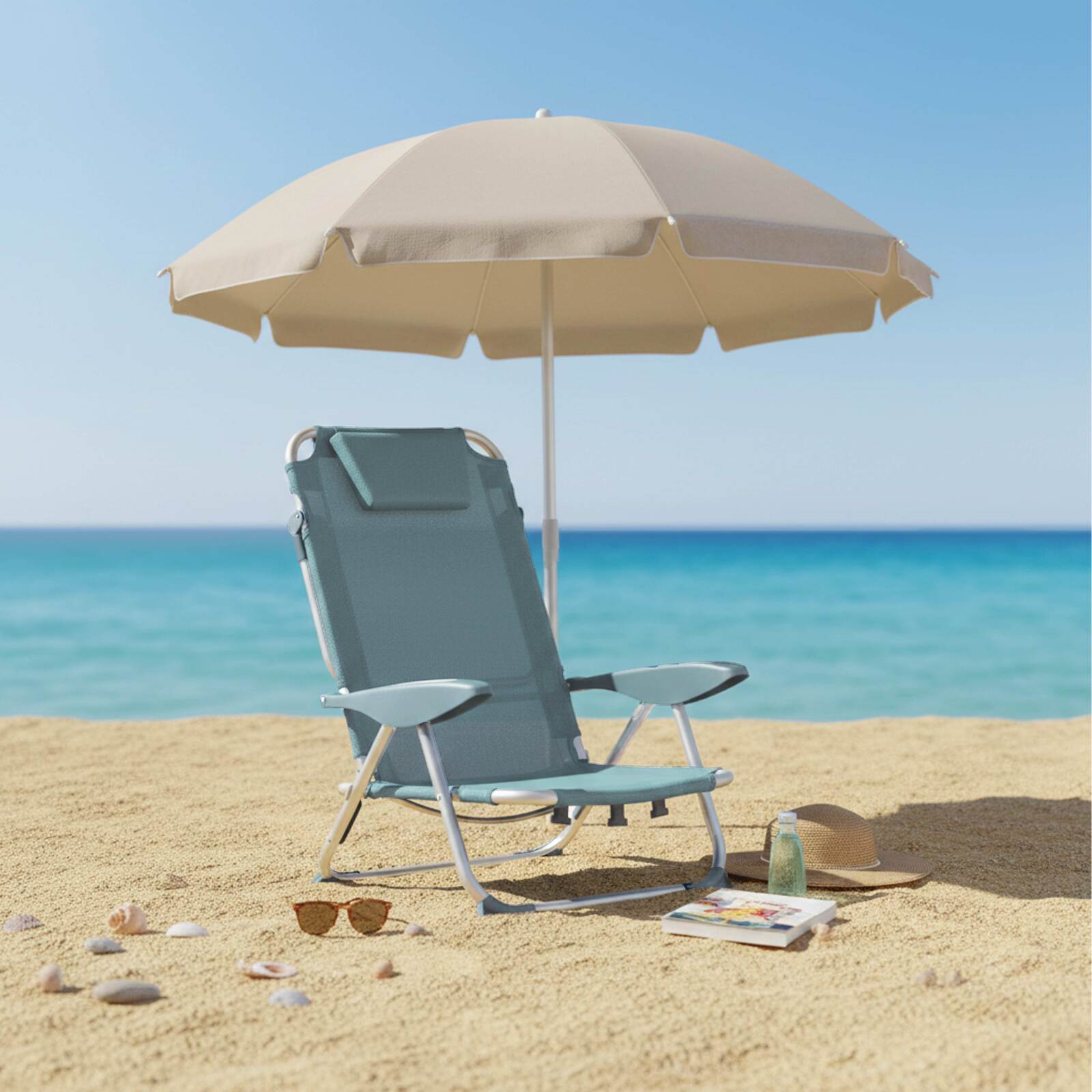Silla de playa plegable reclinable 4 posiciones