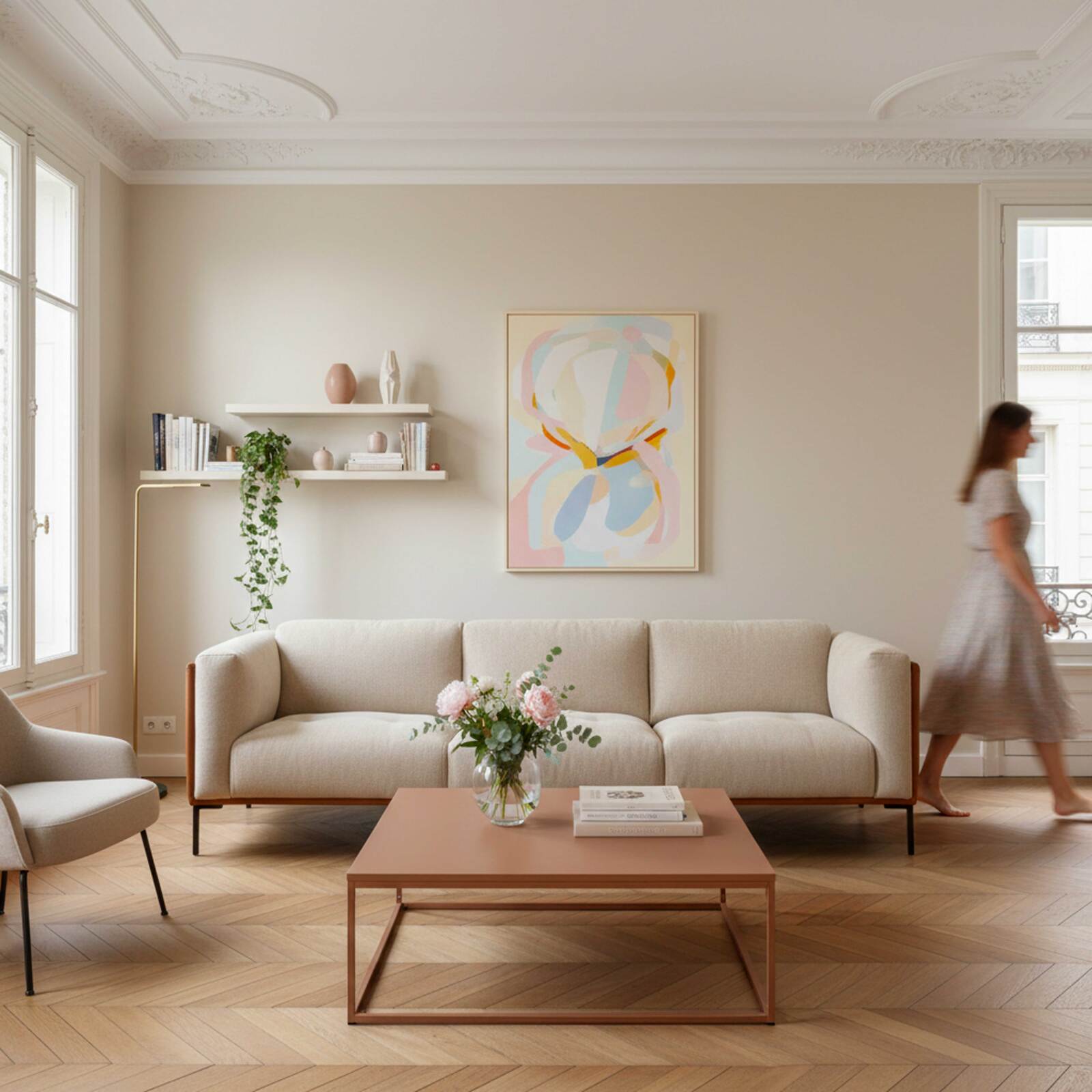 Mesa de centro de metal cuadrada 90x90 cm