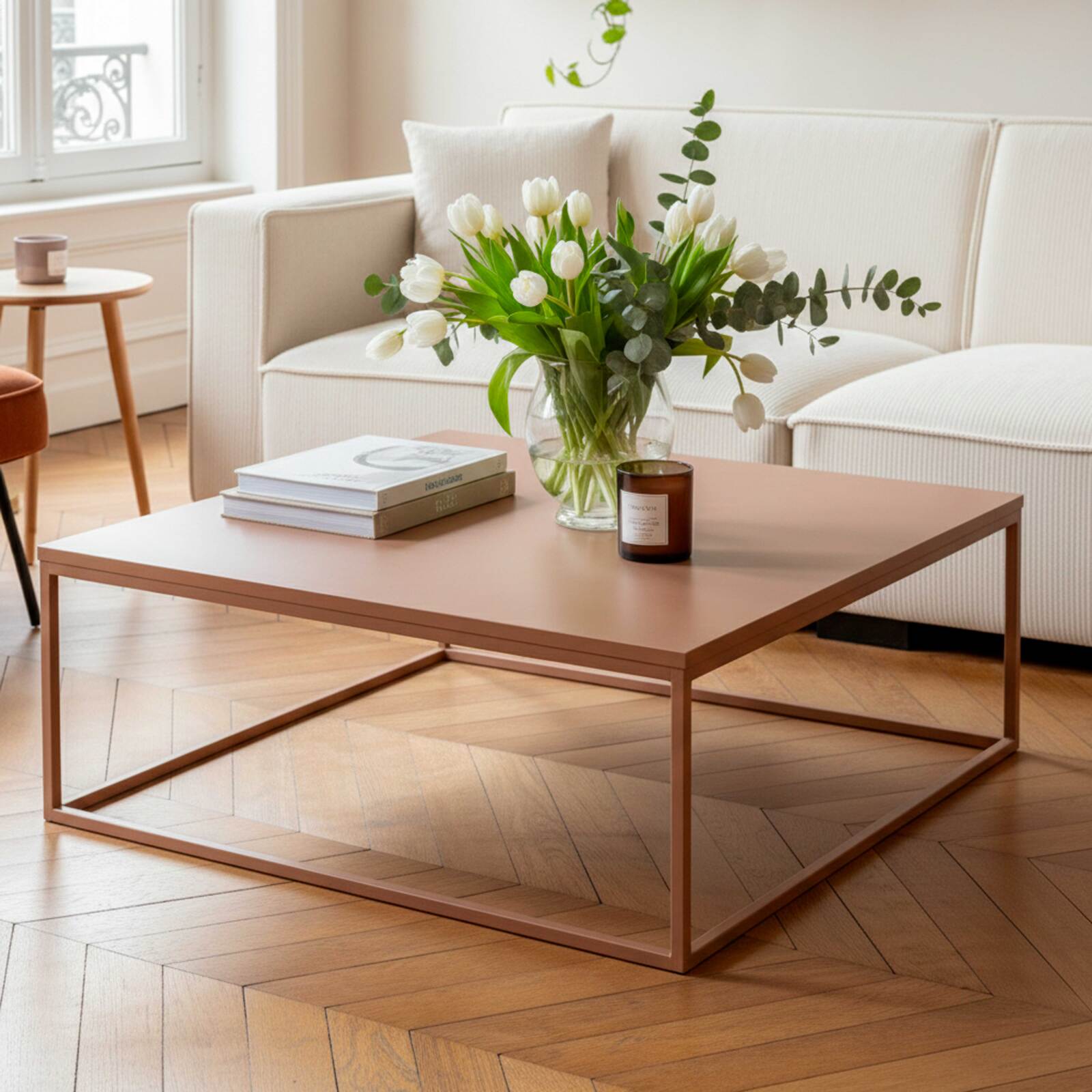 Mesa de centro de metal cuadrada 90x90 cm