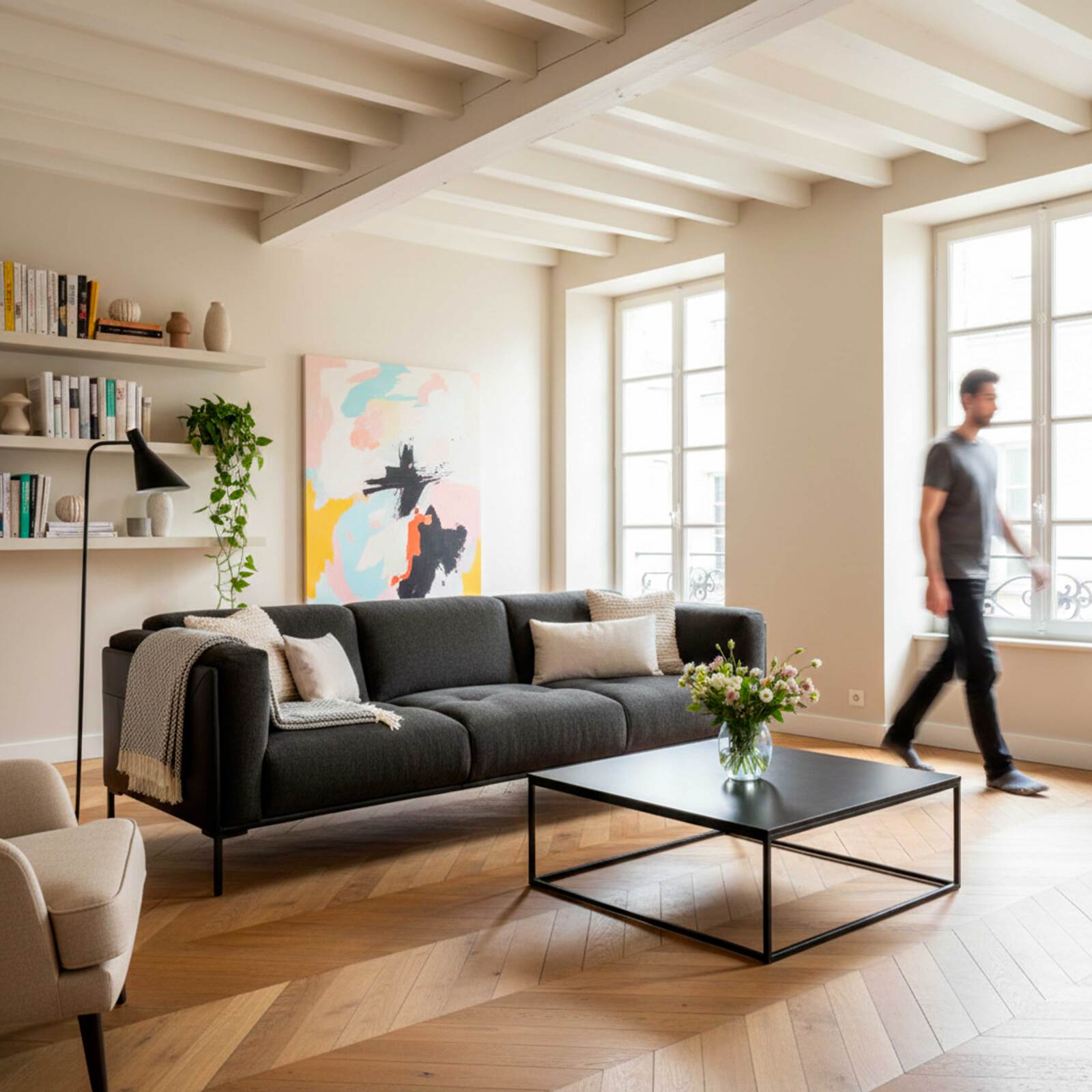 Mesa de centro de metal cuadrada 90x90 cm