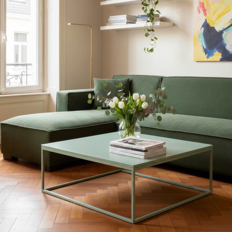 Mesa de centro de metal cuadrada 90x90 cm (7/8)