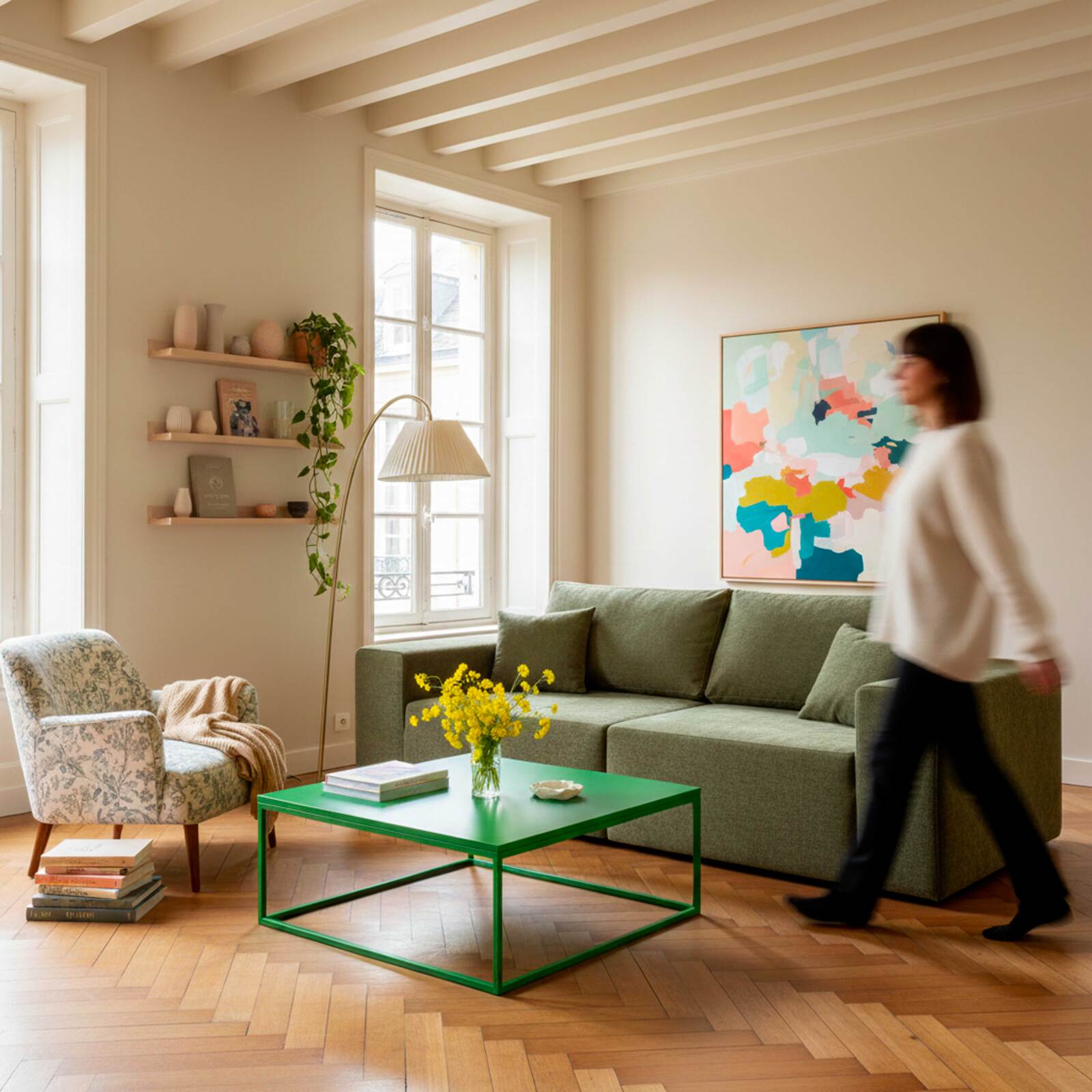 Mesa de centro de metal cuadrada 90x90 cm