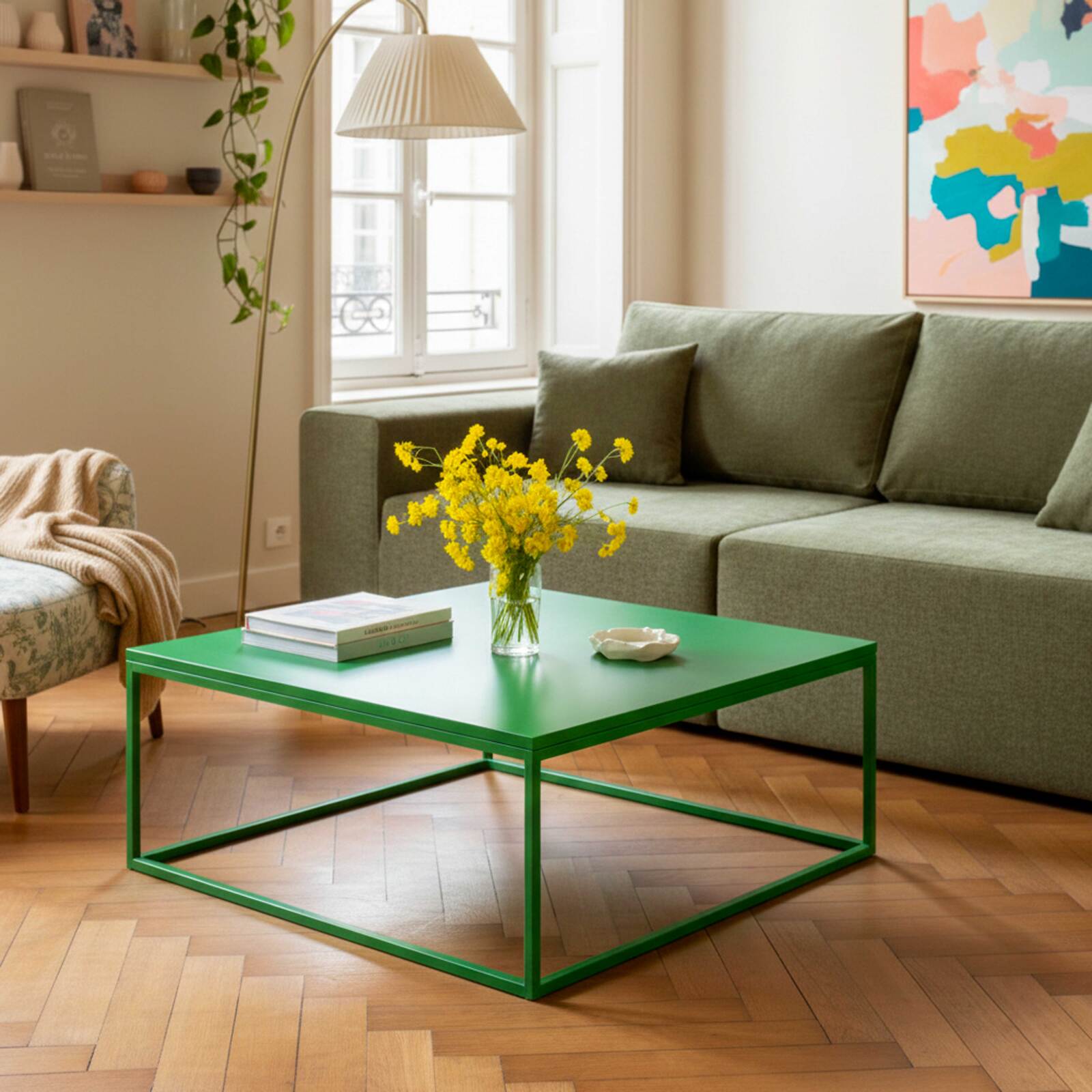 Mesa de centro de metal cuadrada 90x90 cm