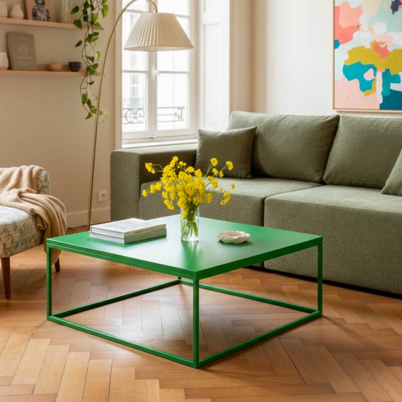 Mesa de centro de metal cuadrada 90x90 cm (6/7)