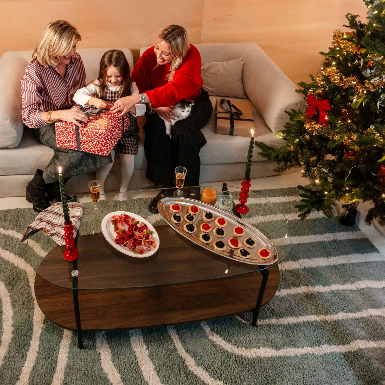 Alfombra estilo escandinavo de pelo largo rectangular