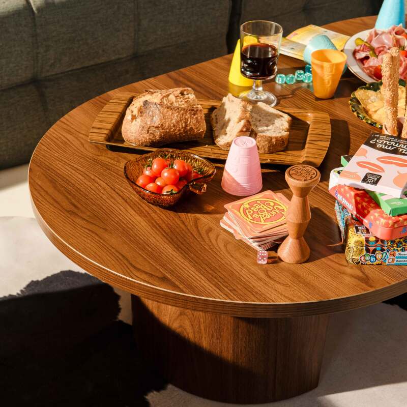 Mesa de centro efecto madera ovalada 120x70x35 cm (2/7)