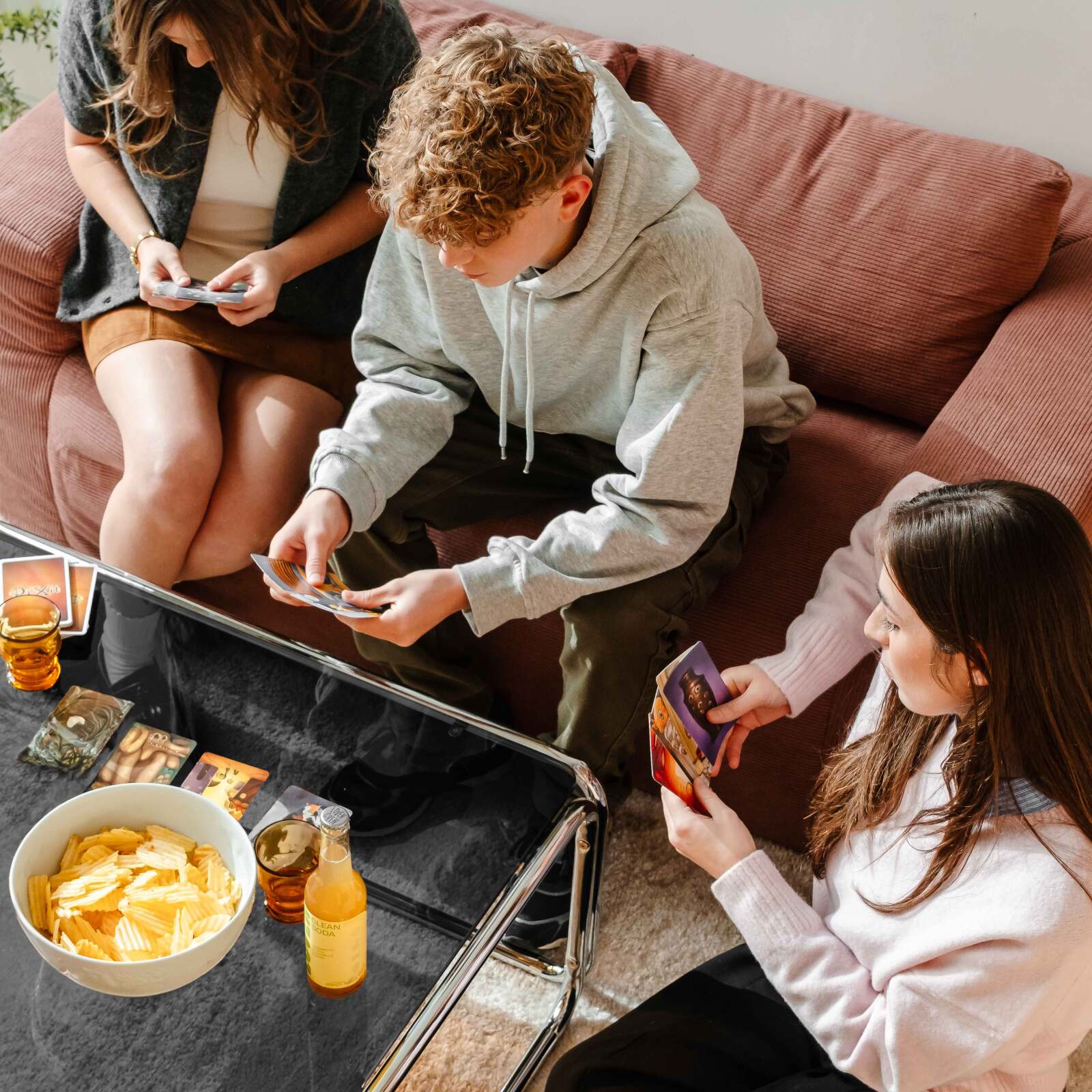 Mesa de centro de cristal templado cuadrada 90x90 cm