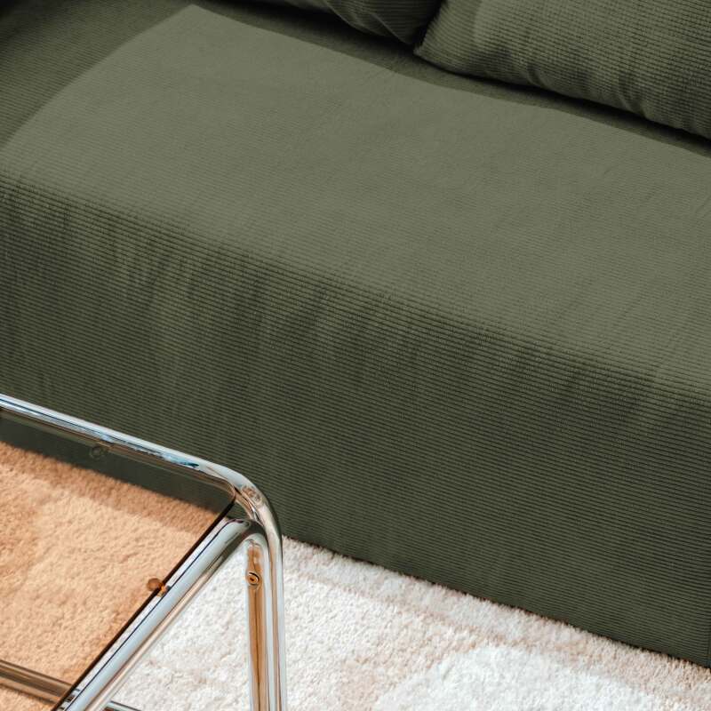 Sofá esquinero de 4 plazas en tejido de acanalado con chaise longue derecha y cojines (3/7)