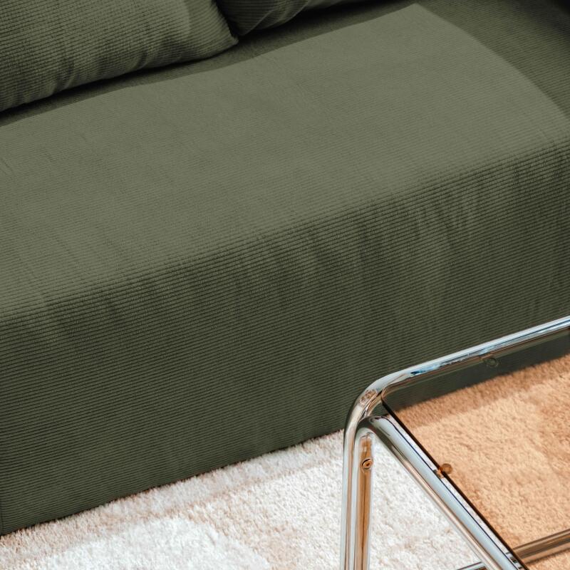 Sofá esquinero de 4 plazas en tejido de acanalado con chaise longue izquierda y cojines (2/7)